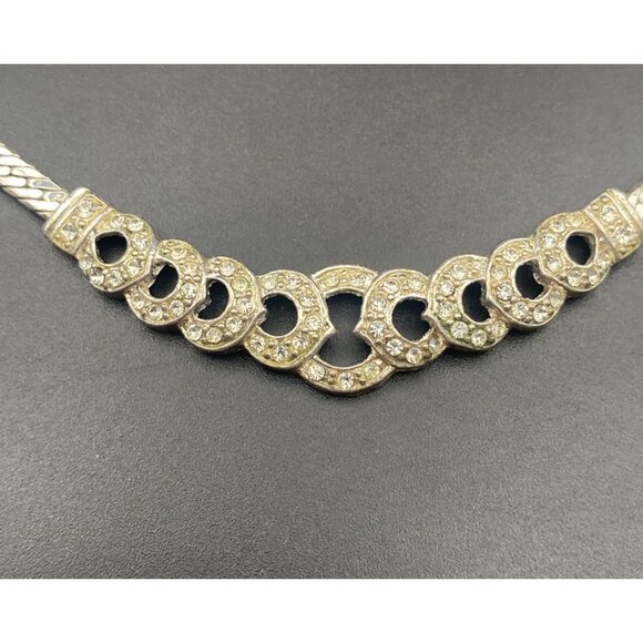 Vintage Christina Collection Necklace Rhinestone Silver Tone Collar 15+2" - Picture 4 of 9